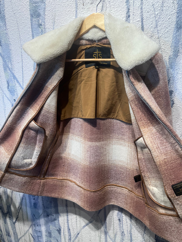 STS Ranchwear The Big Valley Wool Jacket - Pink Plaid, Womens Medium