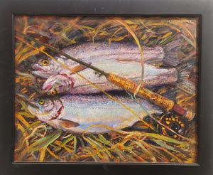 Soil Painting by Amy Brackenbury, the spoils of a successful fishing trip.