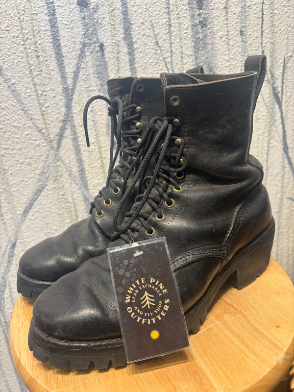 Red Wing Shoes Leather Logger Work Boots - Black, Mens 9