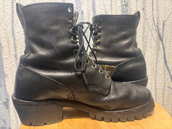 Red Wing Shoes Leather Logger Work Boots - Black, Mens 9