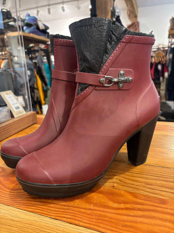 Sorel Medina Heel Rubber Boots - Red, Womens 10.5