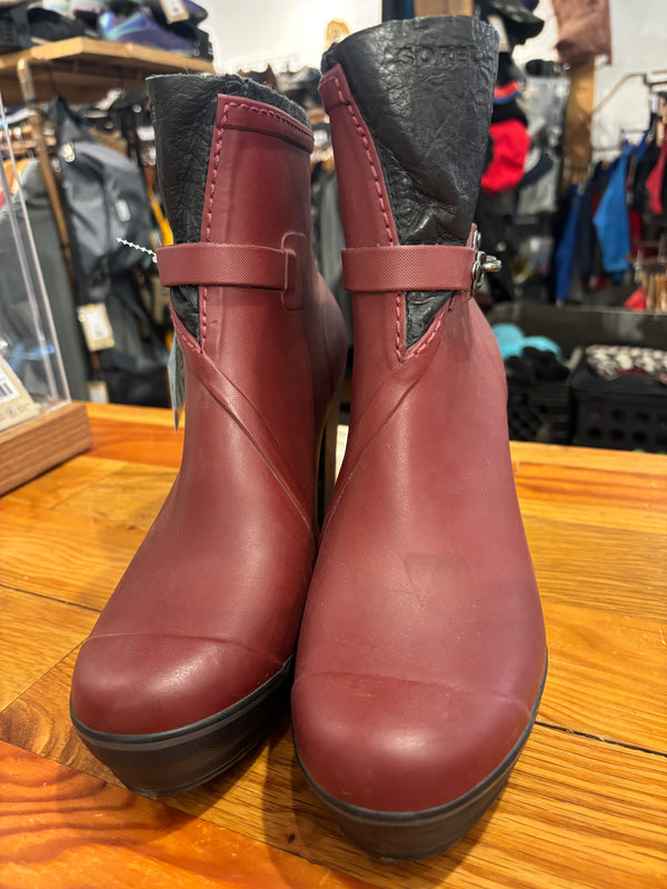 Sorel Medina Heel Rubber Boots - Red, Womens 10.5