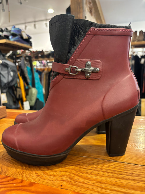 Sorel Medina Heel Rubber Boots - Red, Womens 10.5