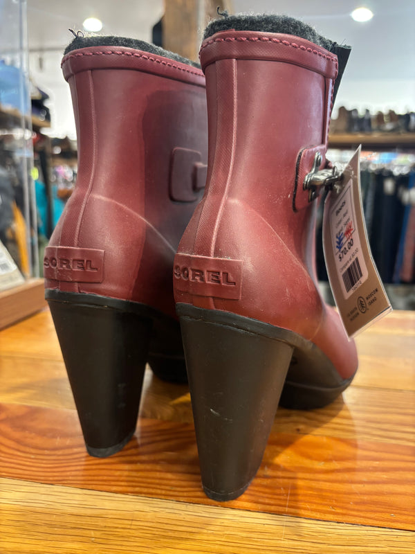 Sorel Medina Heel Rubber Boots - Red, Womens 10.5