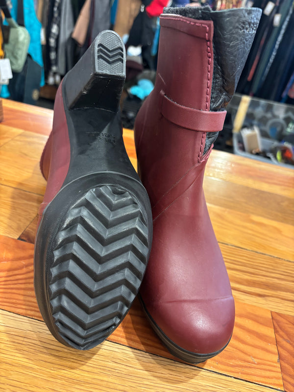 Sorel Medina Heel Rubber Boots - Red, Womens 10.5