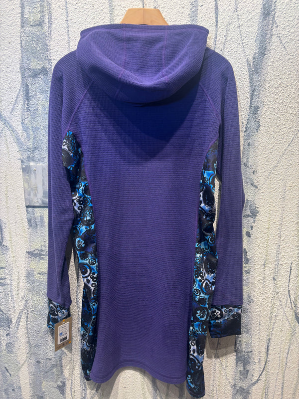 Youer Kind Apparel Grid Fleece Hoodie Dress - Purple, Womens Medium