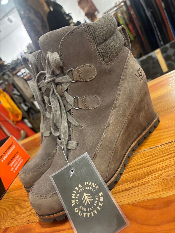UGG Kriston Wedge Waterproof Boots - Grey, Womens 8.5
