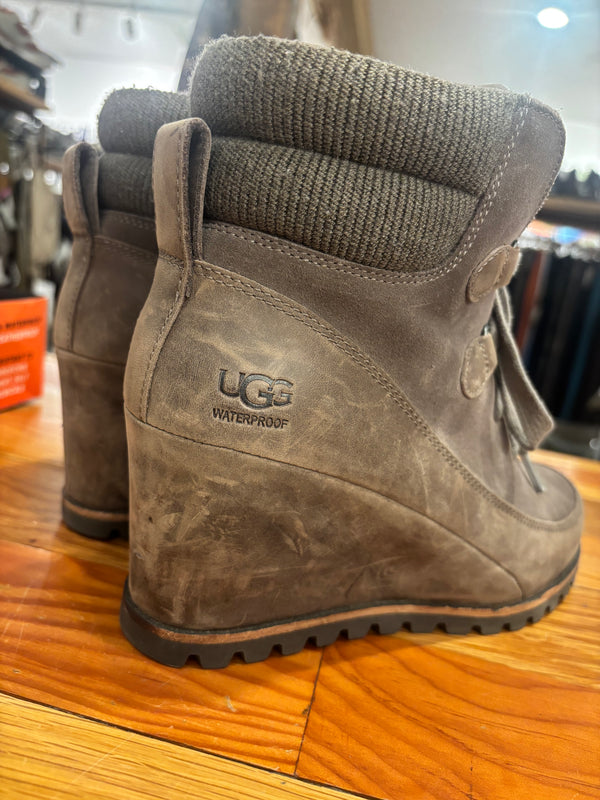 UGG Kriston Wedge Waterproof Boots - Grey, Womens 8.5