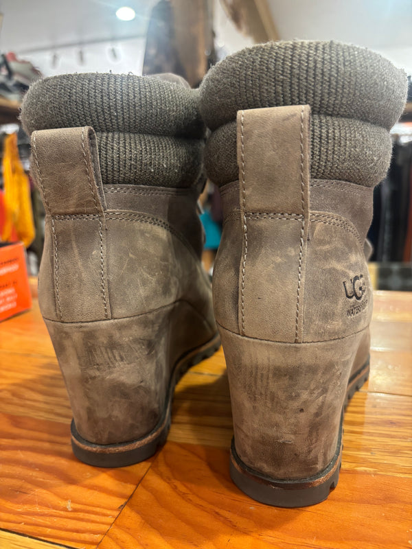UGG Kriston Wedge Waterproof Boots - Grey, Womens 8.5