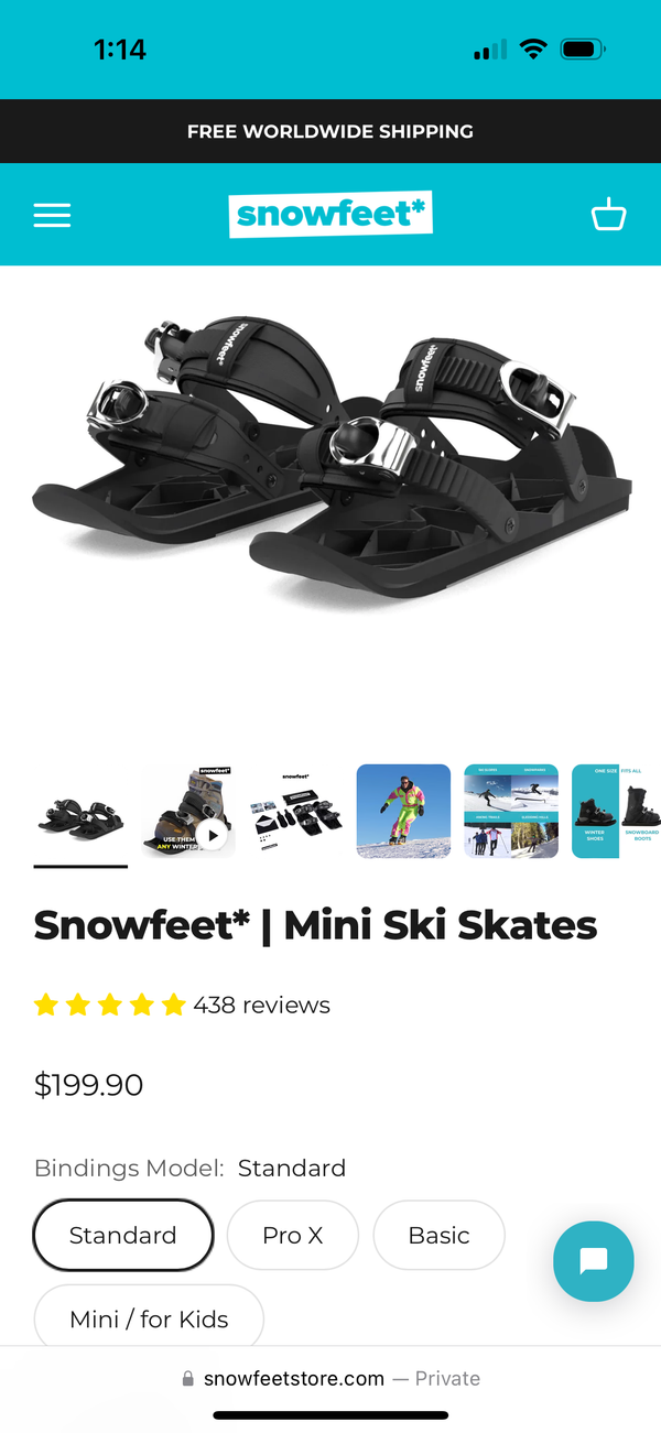 Snowfeet Standard Ski Skates - Black