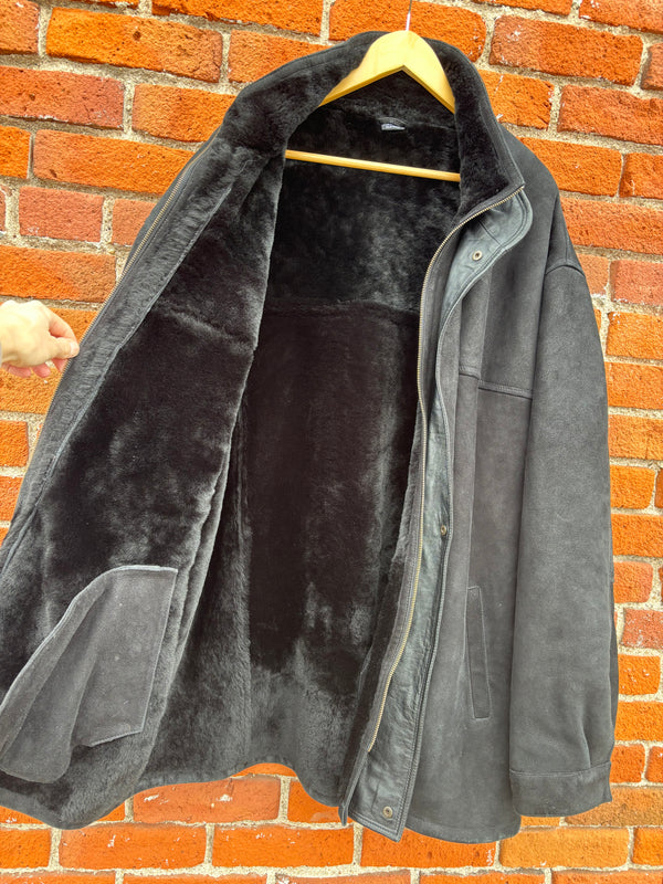 Overland Corbin #114392 Sheepskin Coat - Black, Mens 2 X Large