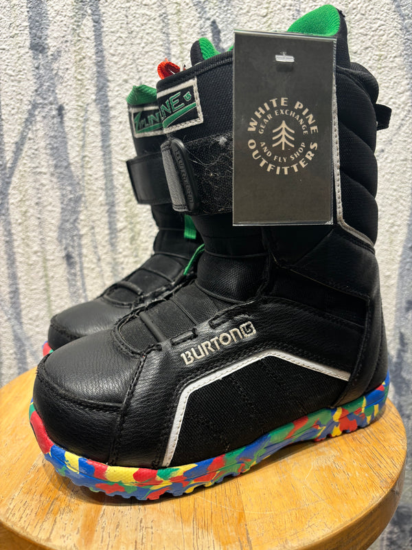 Burton Zipline Snowboard Boots - Black/Green, Youth 5