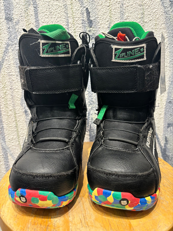 Burton Zipline Snowboard Boots - Black/Green, Youth 5