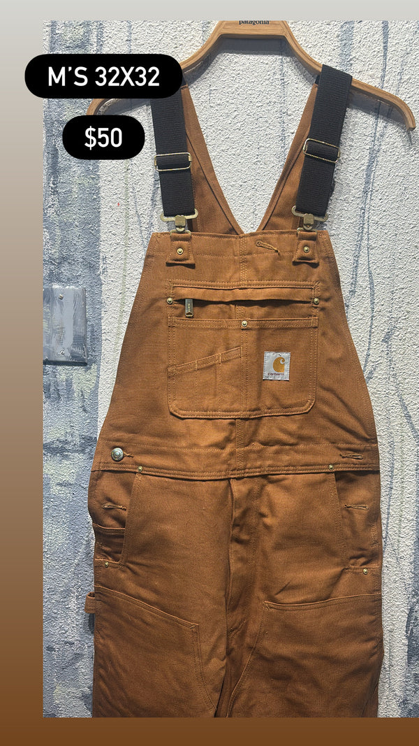 Carhartt Double Knee Overalls - Khaki, M 32 X 32
