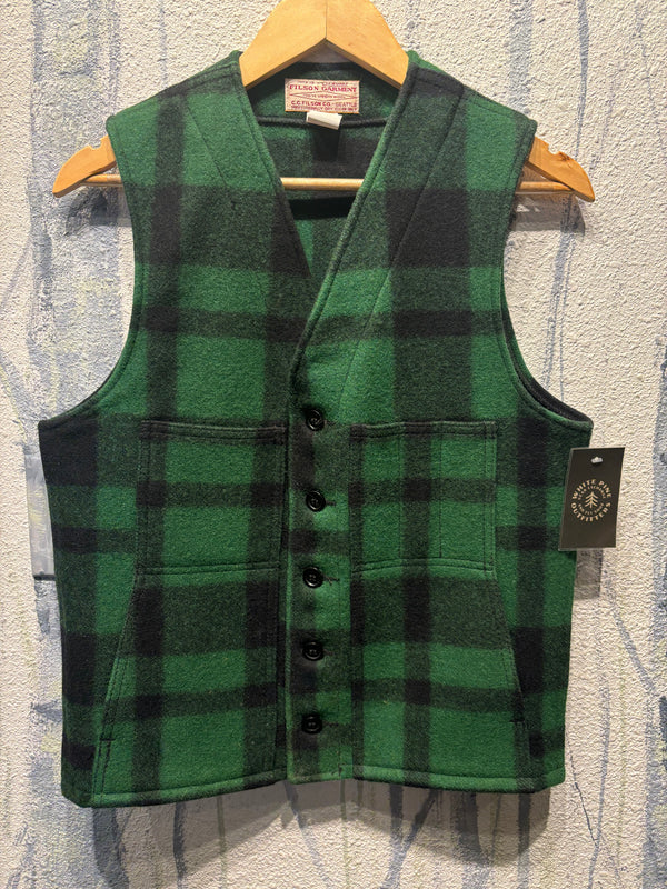 Filson Mackinaw Wool Vest Green Plaid Mens 38