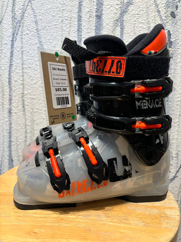 Dalbello Menace Alpine Ski Boots - Black/Clear/Orange, Youth 4.5 Mondopoint 22.5