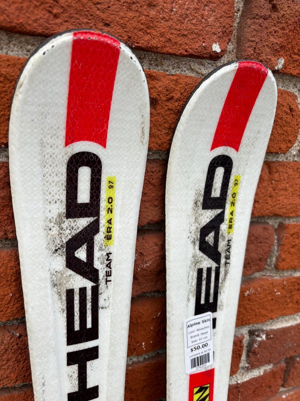 Head Team Era 2.0 Alpine Skis with Tyrolia Bindings - White/Red, 97 cm