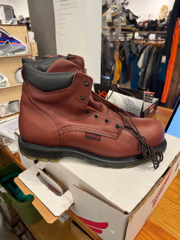 Red Wings Leather Steel-Toe Work Boots - Burgundy, Mens 14