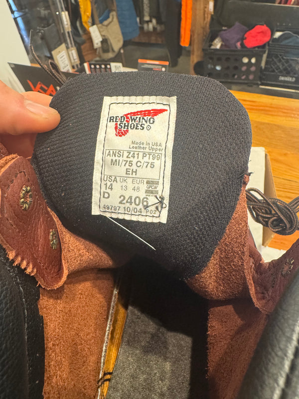 Red Wings Leather Steel-Toe Work Boots - Burgundy, Mens 14