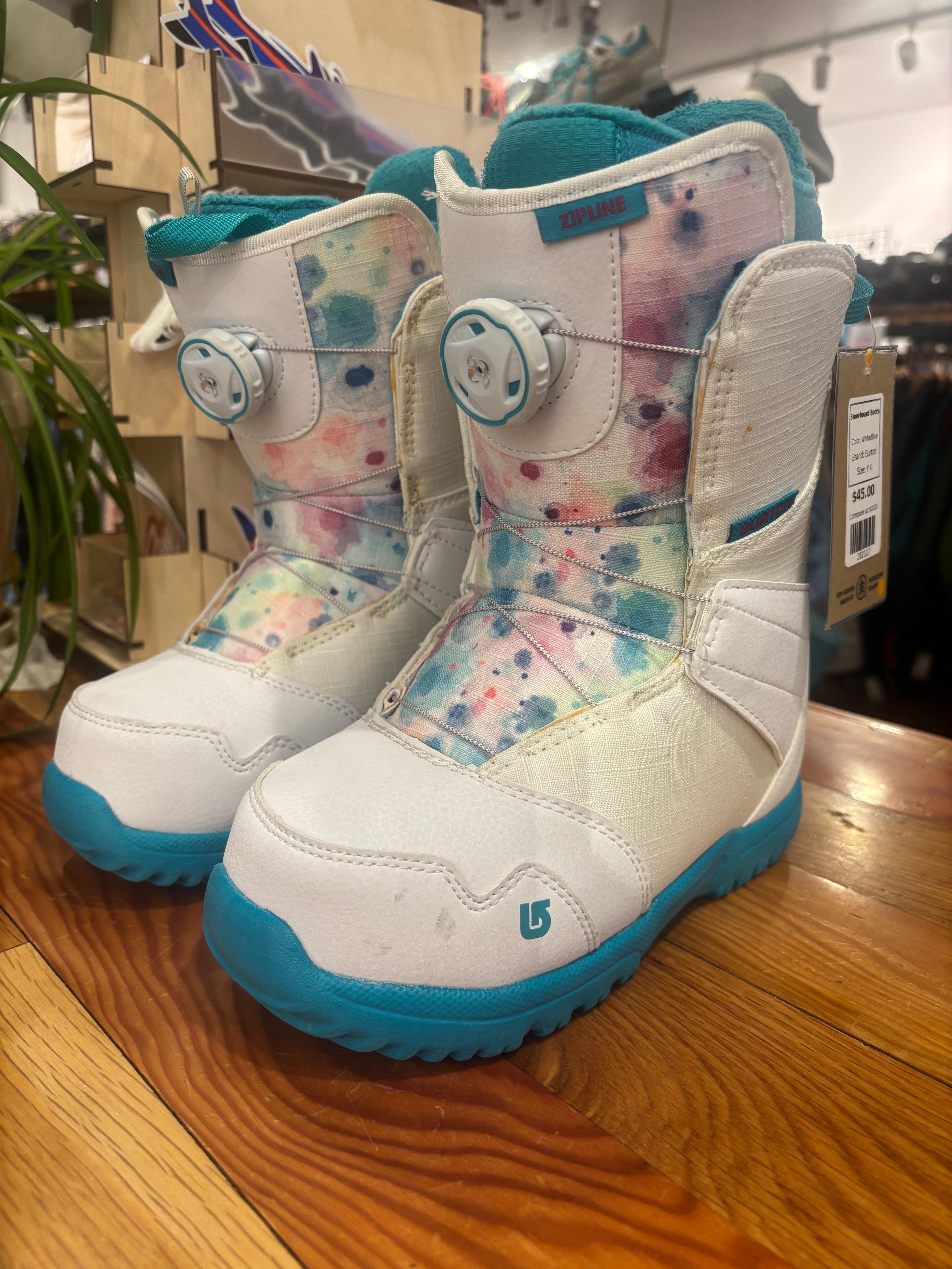 Burton Zipline Imprint 1 BOA Kids Snowboard Boots - White/Blue, Youth Burton Zipline Imprint 1 BOA Kids Snowboard Boots - White/Blue, Youth