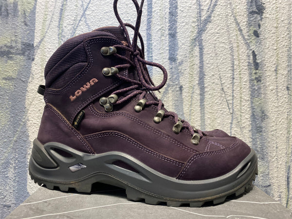 LOWA Renegade GoreTex Mid Leather Hiking Boots - Purple, Womens 8