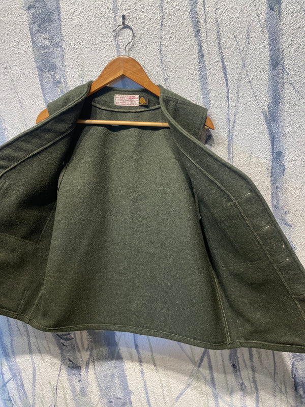 Filson Wool Button Vest - Green, Mens Large