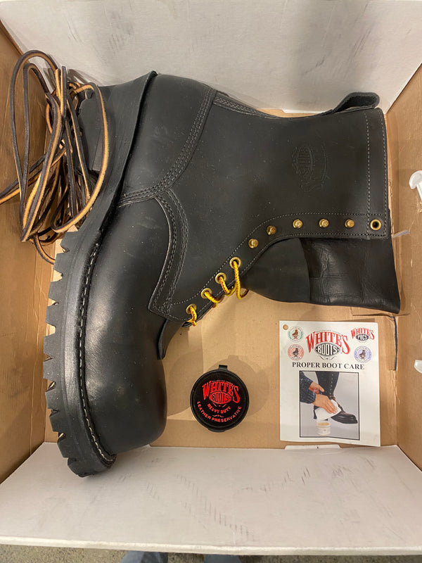 White's Boots Leather 8" Composite Toe Logger Boots - Black, Mens 11 EE