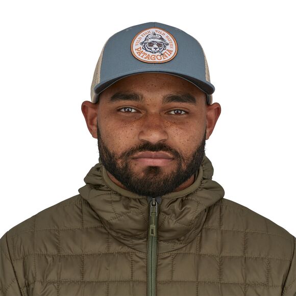 Patagonia Take a Stand Trucker Hat - Plume Grey, Wild Grizz