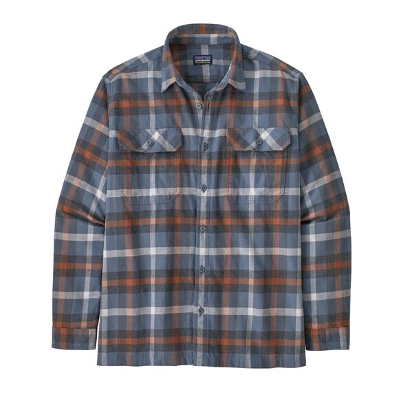Patagonia Long Sleeve Organic Cotton Midweight Fjord Flannel Shirt - Plume Grey, Mens Small