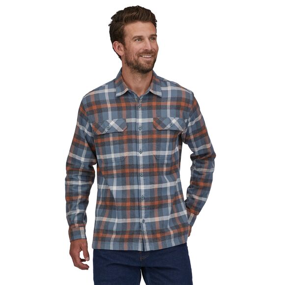 Patagonia Long Sleeve Organic Cotton Midweight Fjord Flannel Shirt - Plume Grey, Mens Small