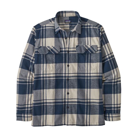 Patagonia Long Sleeve Organic Cotton Midweight Fjord Flannel Shirt - Smolder Blue, Mens Small