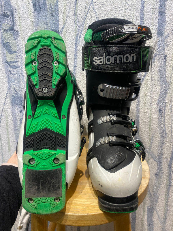 Salomon Quest X 100 Alpine Ski Boots - Black/White/Green, 27/27.5