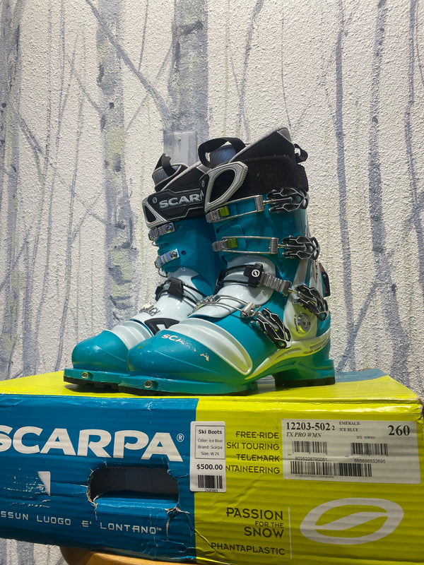 Scarpa TX Pro Alpine Touring Ski Boots - Ice Blue, Womens 26