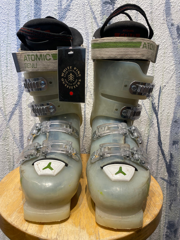 Atomic Renu 110 RECCO Recycled Alpine Ski Boots - White/Green, 27/27.5