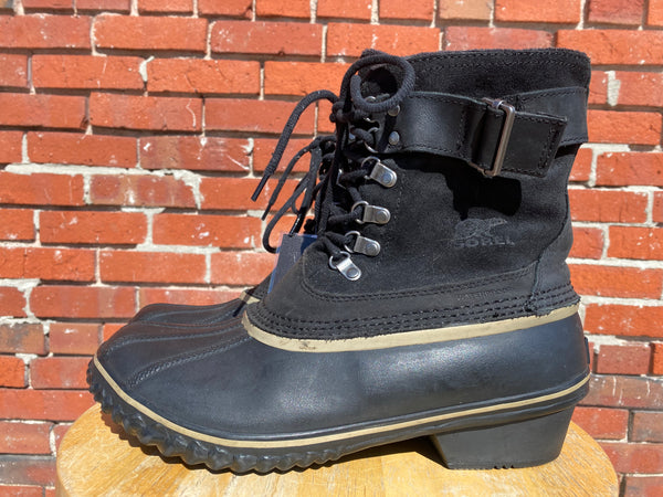 Sorel NL 2125 010 Leather Buckle Snow Boots Black Womens 11