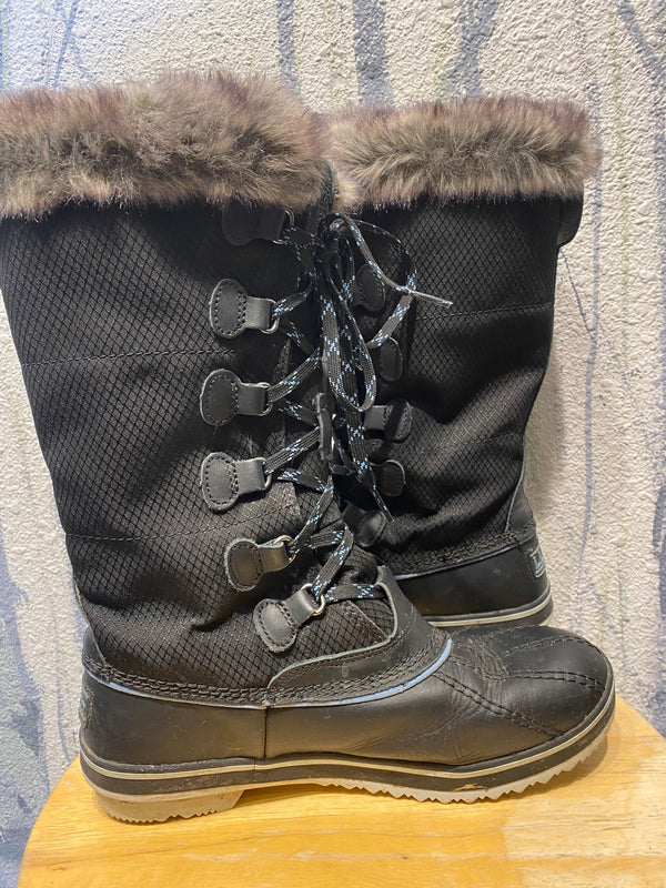L.L. Bean Primaloft 200 Gram Carrabassett Fur Snow Boots - Black, Womens 8